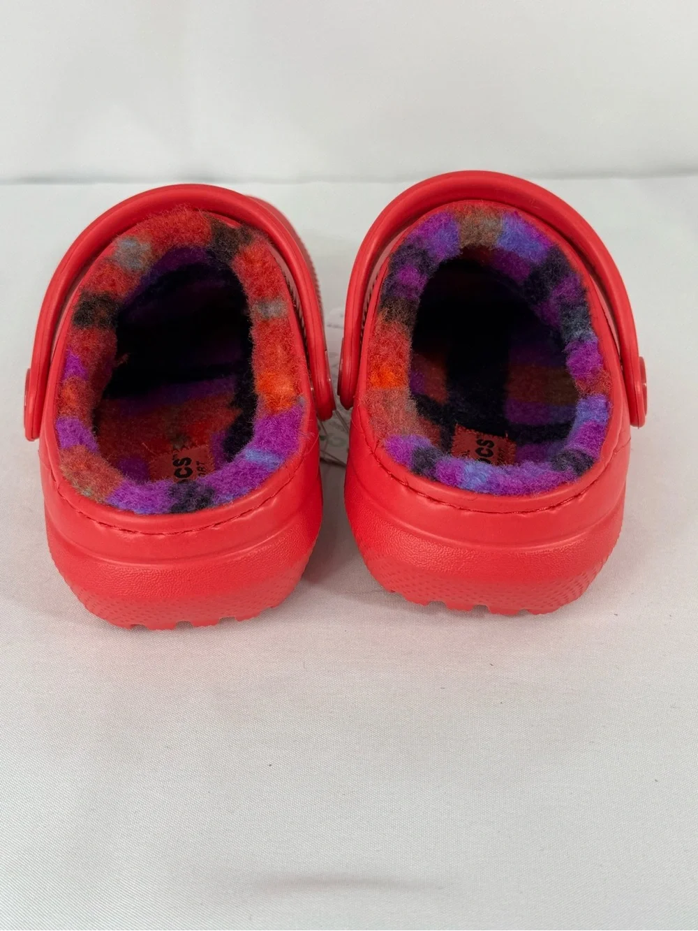 CROCS Kids Red Fuzzy-Lined Slip-On Clogs